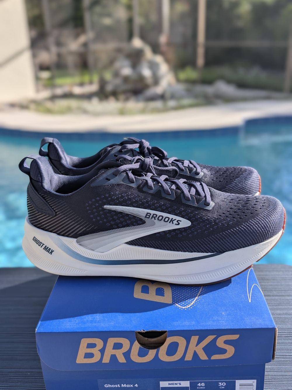 Brooks Ghost Max 4 Men's Size 12 Wide(2E) Navy Biscuit Running Shoes 1104962E463 - Picture 2 of 12